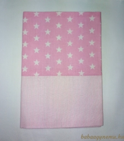 Rózsaszín alapon fehér csillag-vékony rózsaszín-fehér csíkos  - EÜ. kis könyv borító termék főképe