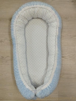 Premi kék pöttyös - Babafészek minky termék főképe
